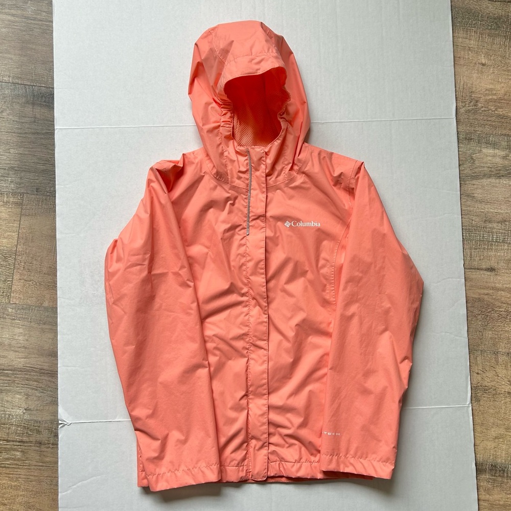 Columbia Kids' Bright Coral Raincoat Sz M (10-12)